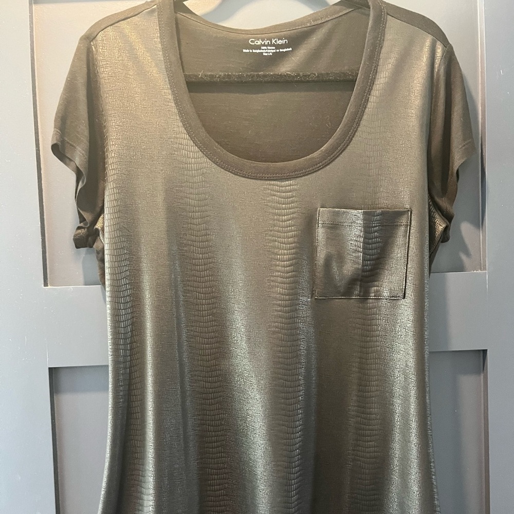 Leather Look short sleeve top